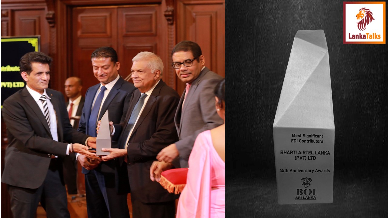 Bharti Airtel Lanka honoured as a Significant Foreign Direct Investment (FDI) contributor