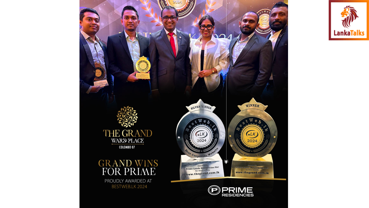 Prime Lands Residencies PLC ‘The Grand Ward Place’ website shines with dual wins at 14th BestWeb.lk 2024 Competition