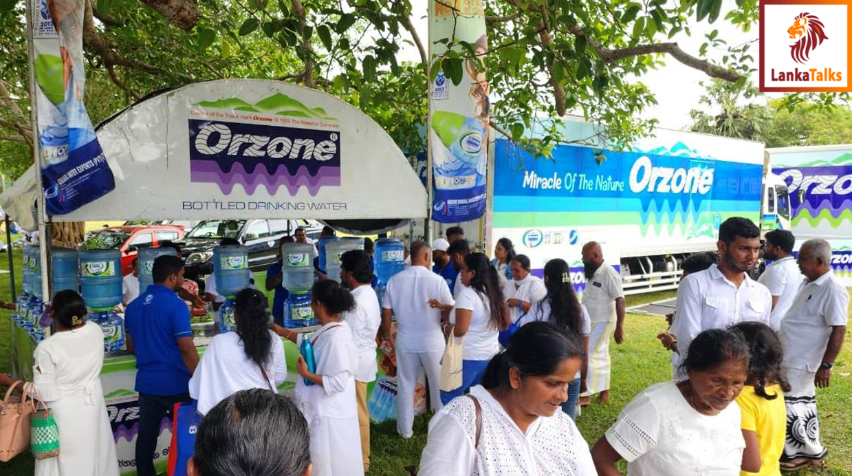 Orzone Mineral Water Exports provides over 100,000 liters of clean drinking water to Poson Poya pilgrims in Anuradhapura