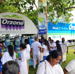 Orzone Mineral Water Exports provides over 100,000 liters of clean drinking water to Poson Poya pilgrims in Anuradhapura