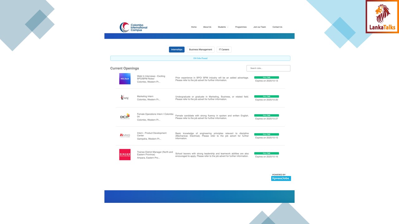 Colombo International Campus and XpressJobs Sign MoU to Empower Students with Career Opportunities